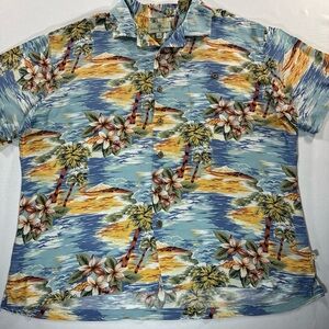Island Shores Hawaiian Shirt Rayon Beach Vibes Mens 2XL Resort Dadcore EUC